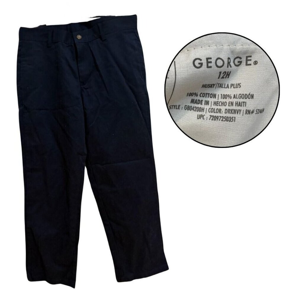 George Boys 12H Husky Navy School Uniform Pants Cotton